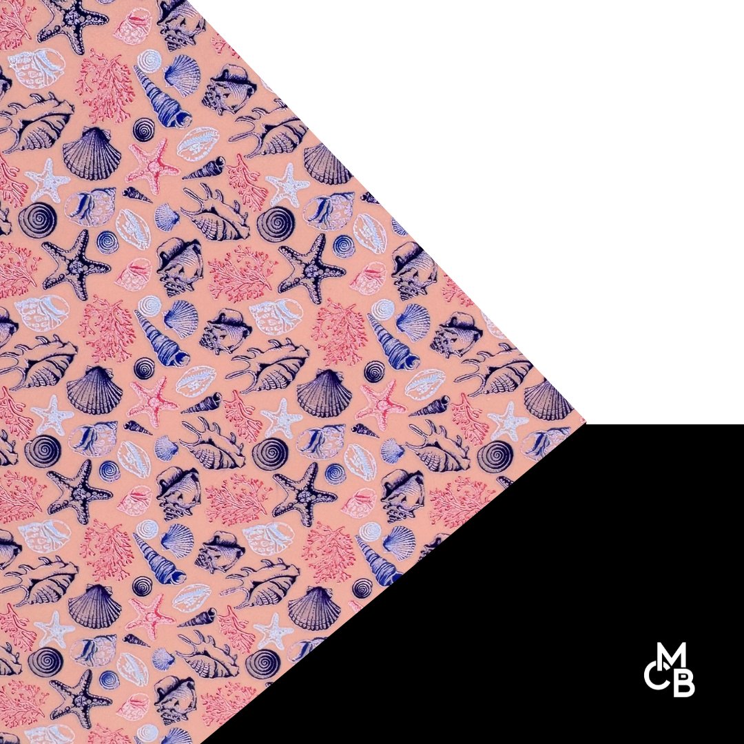 Seashells on Matte Peach Blush Pattern Acrylic Sheet CMB PRESTIGE PATTERNS - Acrylic Sheets